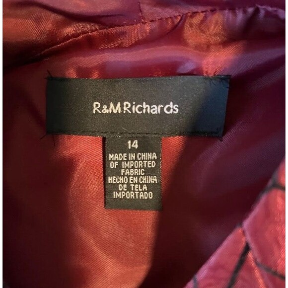 R&M Richards Evening Jacket Sz 14 Burgundy Black Rhinestone Retro Glam Holiday - Picture 3 of 7